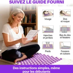 Tapis d'acupression + coussin ferme + sac transport + balle massage offerte