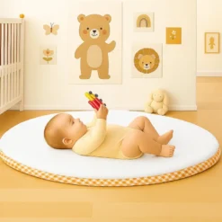 Tapis d'eveil havane en coton bio blanc