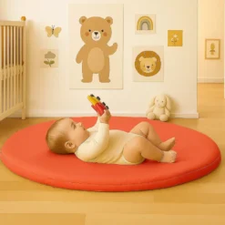 Tapis d'eveil havane en coton bio fraise