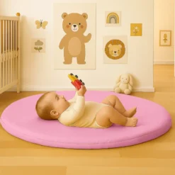 Tapis d'eveil havane en coton bio rose