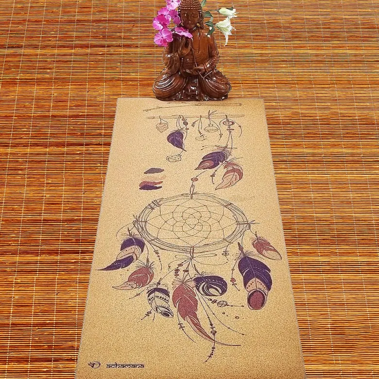 Tapis de yoga liège attrape rêves 5mm