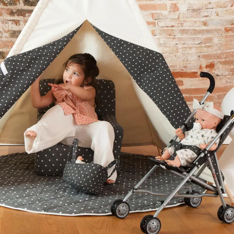Tapis pour tipi enfant stars gris