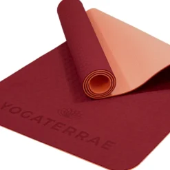 Tapis yoga bordeauxcorail tpe sangle sac