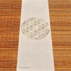 Tapis yoga chanvre fleur de vie vieil or