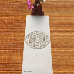 Tapis yoga chanvre fleur de vie vieil or