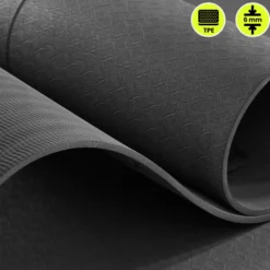 Tapis yoga fitness hypermotion lotos tpe 6 mm 183x61 cm noir avec sangle