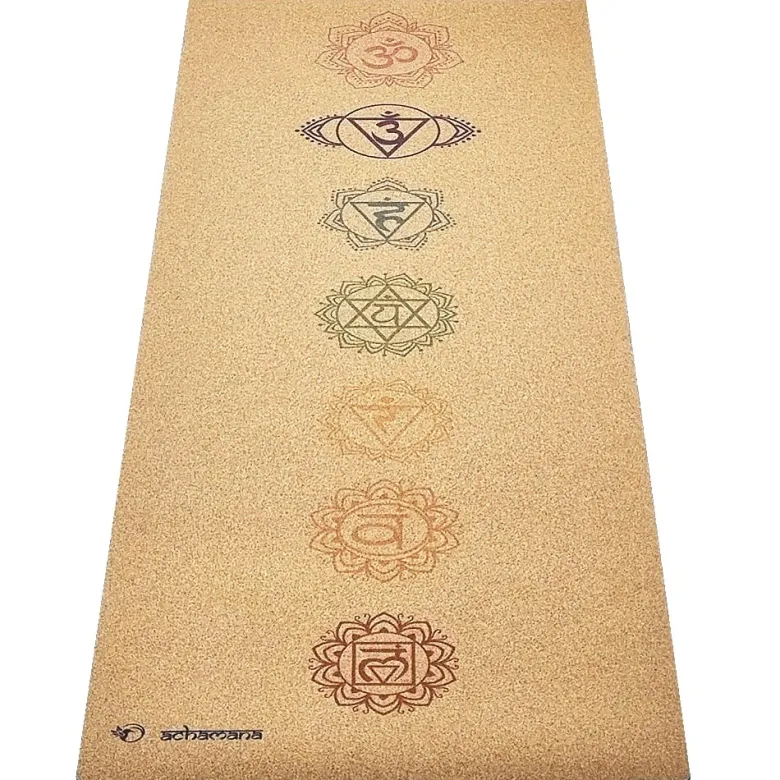 Tapis yoga liège & caoutchouc 7 chakras