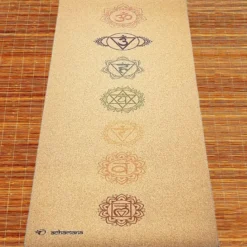 Tapis yoga liège & caoutchouc 7 chakras