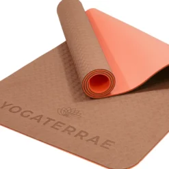 Tapis yoga marron corail tpe + sangle