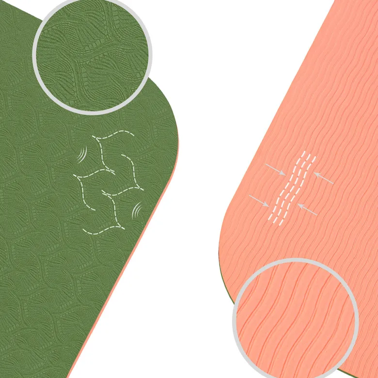 Tapis yoga vert kaki corail tpe + sangle