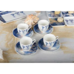 Tasses à café avec sous tasses méduse - lot de 4