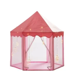 Tente hexagonale avec moustiquaires pour enfant en polyester rose