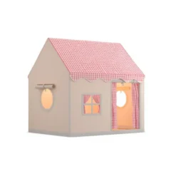 Tente maison avec guirlande pour enfant en polyester rose
