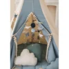 Tente tipi bleu jean avec pompoms