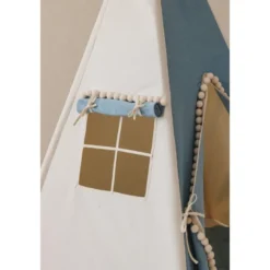 Tente tipi bleu jean avec pompoms