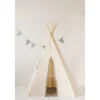 Tente tipi pompoms gris avec tapis