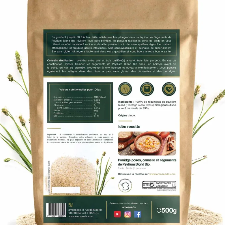Téguments de psyllium blond bio 500g