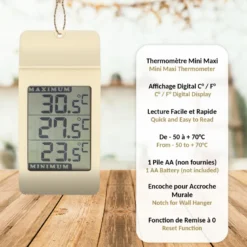 Thermomètre digital extérieur lcd min max -50 à +70 °c