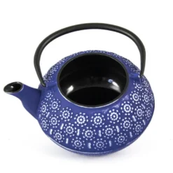 Théière fonte fleur bleu mauve 80cl