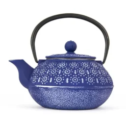 Théière fonte fleur bleu mauve 80cl