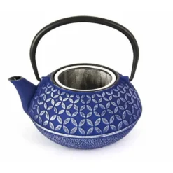 Théière fonte rosace bleu mauve 0.8l