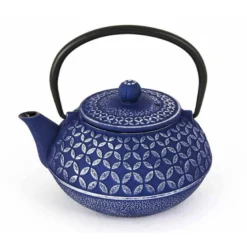 Théière fonte rosace bleu mauve 0.8l