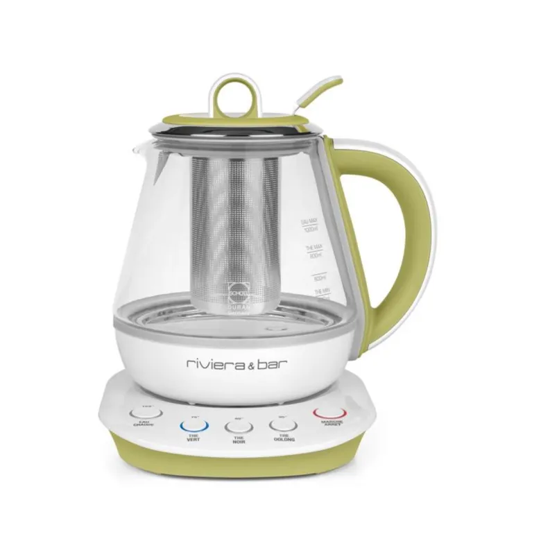 Théière 0.8l 800w blanc et vert