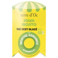 Thé vert glacé bio menthe agrumes Soleil mojito 10 sachets XL terre d'Oc