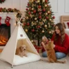 Tipi en coton pour animaux avec coussin