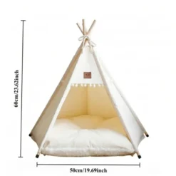 Tipi en coton pour animaux avec coussin