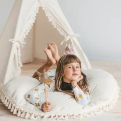 Tipi sans tapis pour enfant en tissu beige