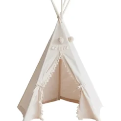 Tipi sans tapis pour enfant en tissu beige