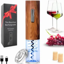 Tire bouchon électrique led effet bois rechargeable usb c