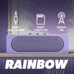 T'nb - enceinte bluetooth rainbow barre, bluetooth 5.4, 10 w rms - violet