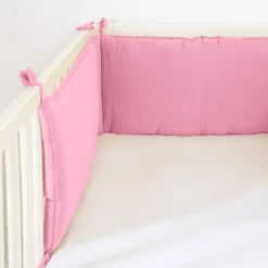 Tour de lit en coton bio rose