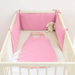 Tour de lit en coton bio rose