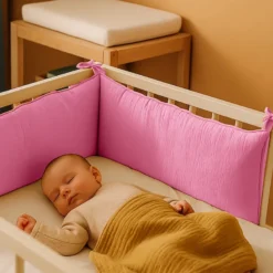 Tour de lit en coton bio rose