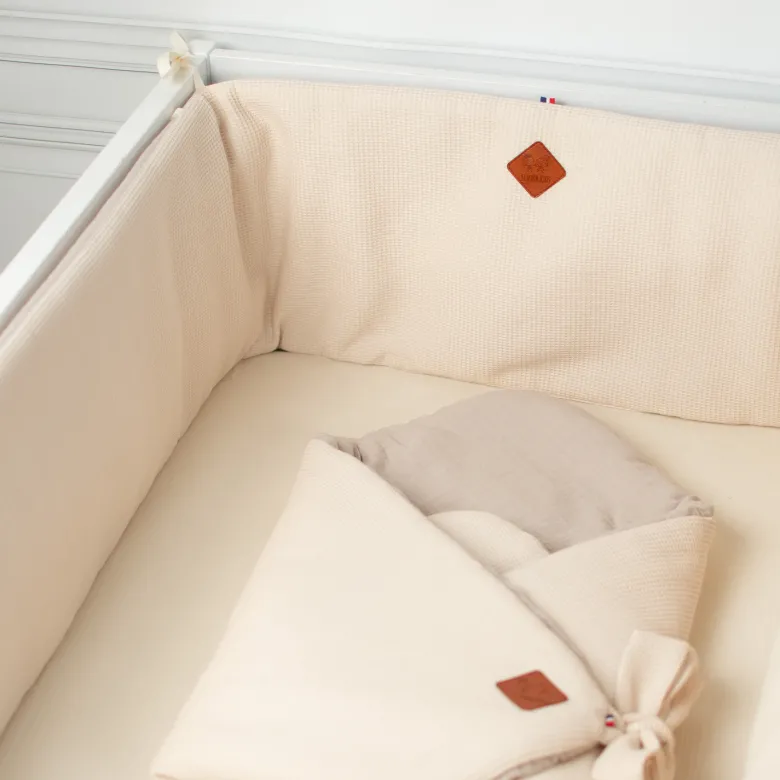 Tour de lit gaze coton nid d'abeille