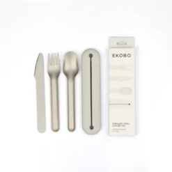Trio de couverts en inox avec étui en silicone