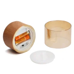 Trio de photophores LED effet bois