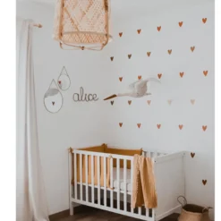 Trophée mural cigogne lin beige bébé