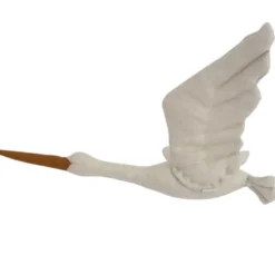 Trophée mural cigogne lin beige bébé