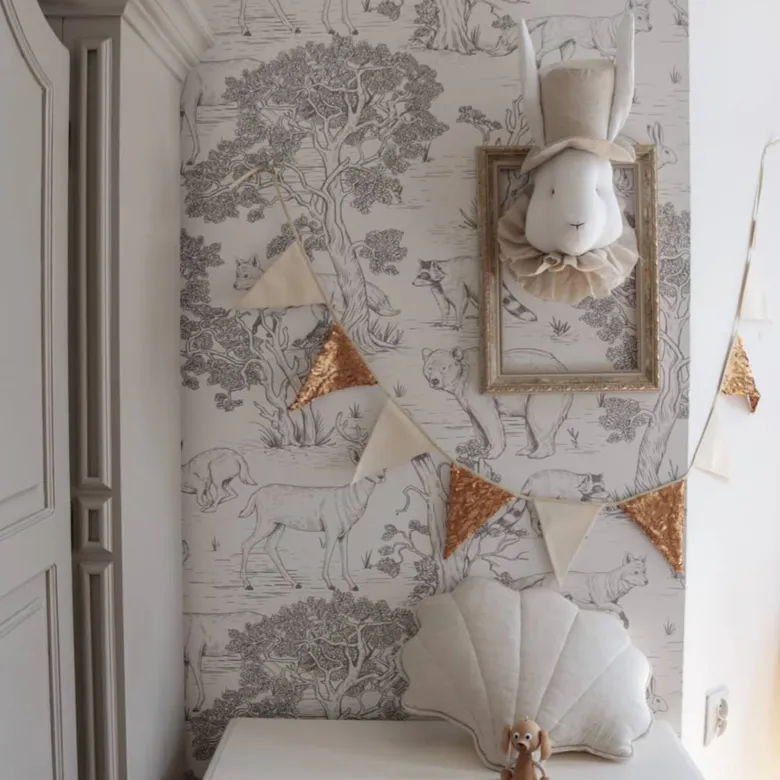 Trophée mural lapin lin chambre bébé