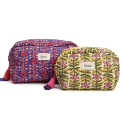 Trousse de maquillage fleurie en coton
