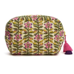 Trousse de maquillage fleurie en coton