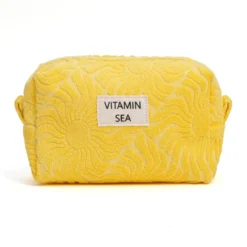 Trousse de toilette de voyage grande capacité en coton et polyester motif soleil