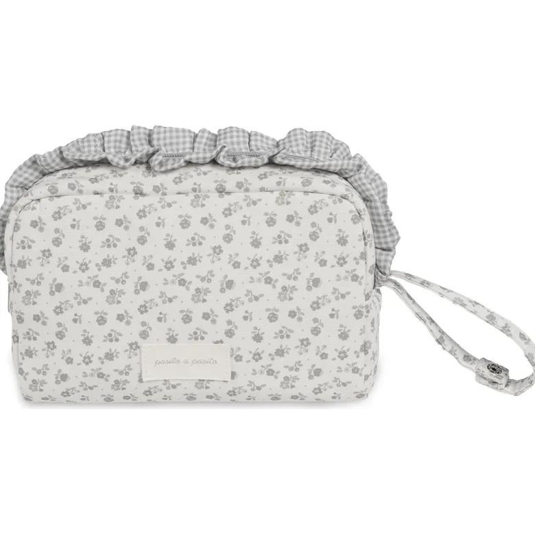 Trousse de toilette little bloom fleurs gris