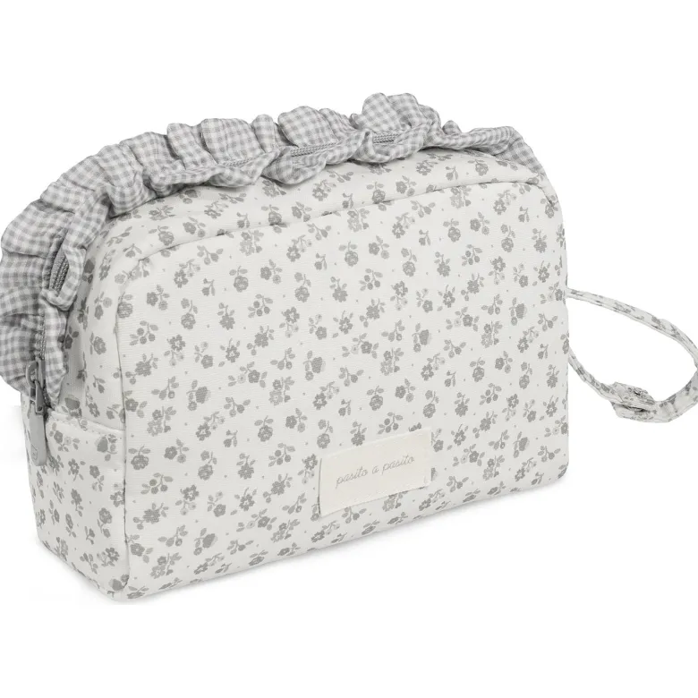 Trousse de toilette little bloom fleurs gris