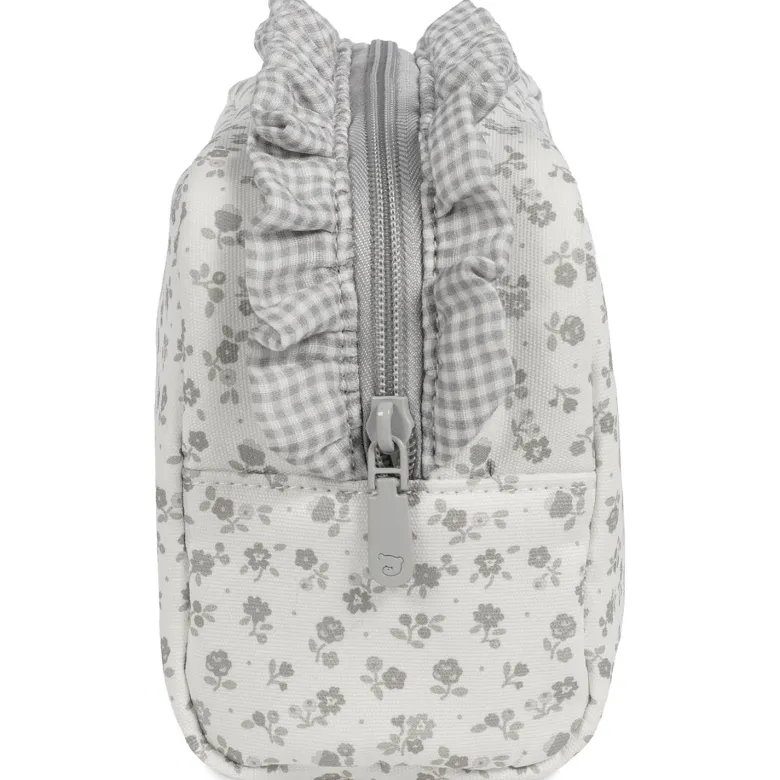 Trousse de toilette little bloom fleurs gris