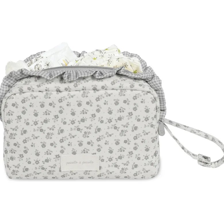 Trousse de toilette little bloom fleurs gris